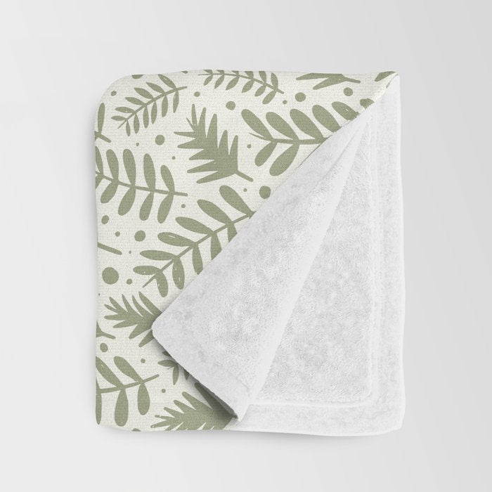 Modern Foliage . Lush Green Throw Blanket Gallery Image 3