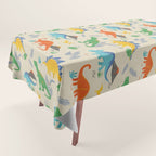 Jurassic Dinosaurs in Primary Colors Tablecloth Gallery Image 1