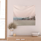 California Pink Beach Sunset Photography Wall Tapestry Gallery Image 2