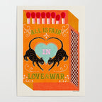 All is Fair in Love and War Vintage Matchbox Tropical Orange Palette with Leopard Poster Gallery Image 4