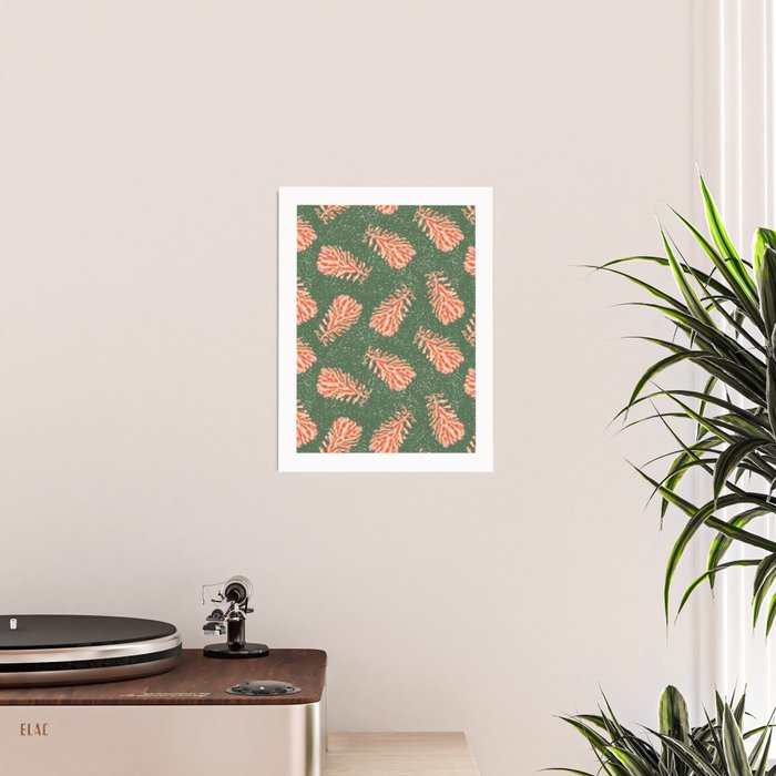 Dancing Pinecones in Sage Green & Red Poster Gallery Image 2
