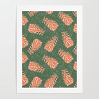 Dancing Pinecones in Sage Green & Red Poster Gallery Image 4