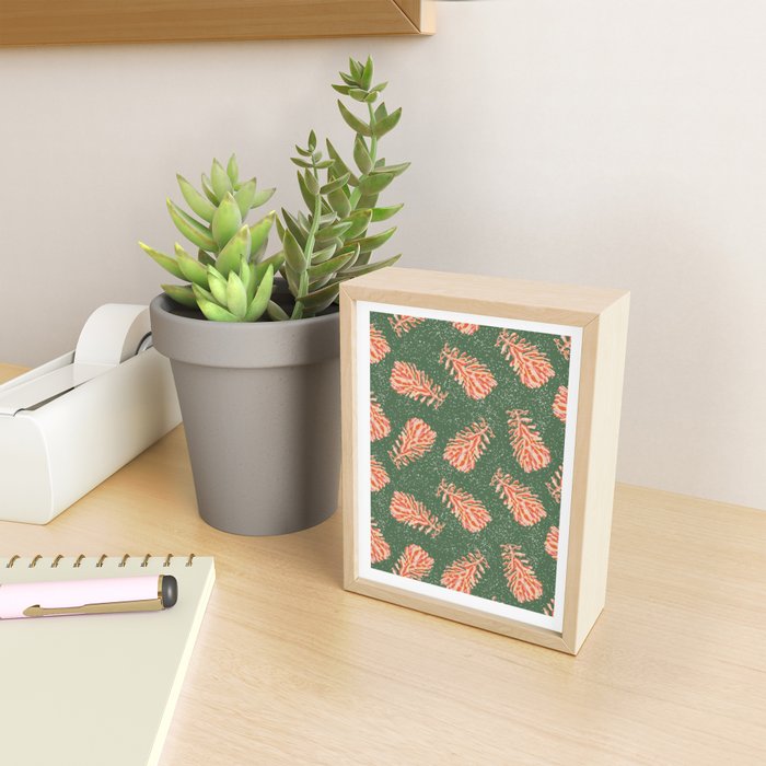 Dancing Pinecones in Sage Green & Red Mini Art Print Gallery Image 2