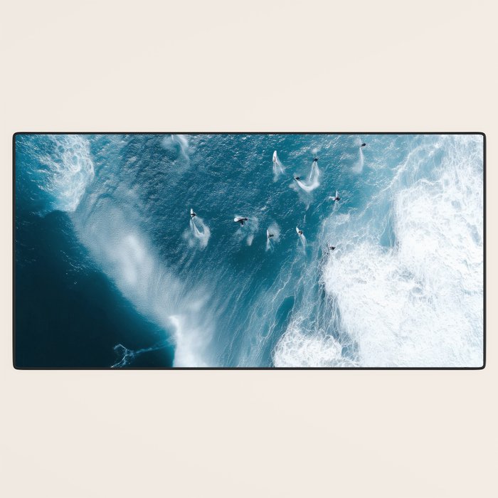 Surfers in Motion - Aerial Ocean Wave Photography Desk Mat Gallery Image 3