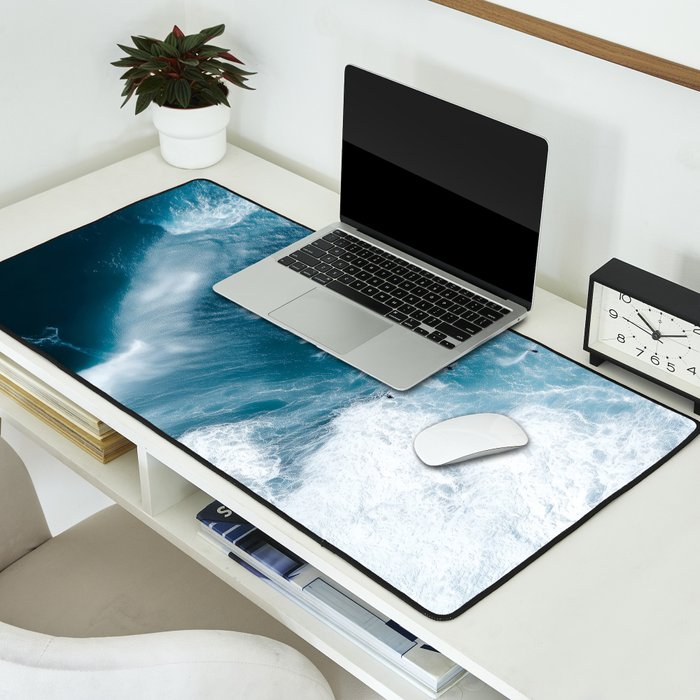 Surfers in Motion - Aerial Ocean Wave Photography Desk Mat Gallery Image 2