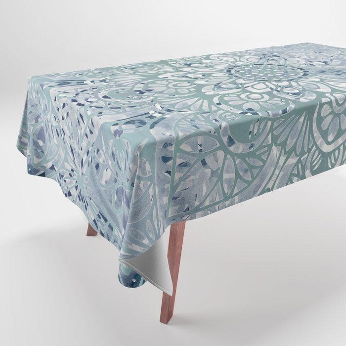 Yoga, Mandala, Green and Blue, Wall Art Boho Tablecloth Gallery Image 1