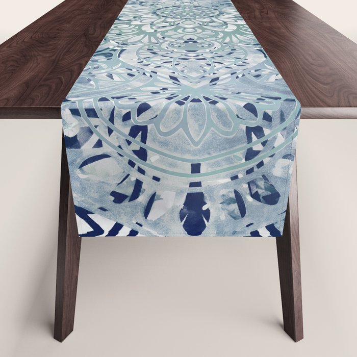 Yoga, Mandala, Green and Blue, Wall Art Boho Table Runner Gallery Image 1