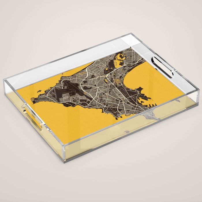 Dakar City Map of Senegal - Pastel Acrylic Tray Gallery Image 1