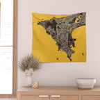 Dakar City Map of Senegal - Pastel Wall Tapestry Gallery Image 2