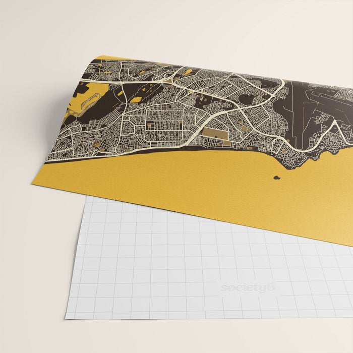 Dakar City Map of Senegal - Pastel Wrapping Paper Gallery Image 2