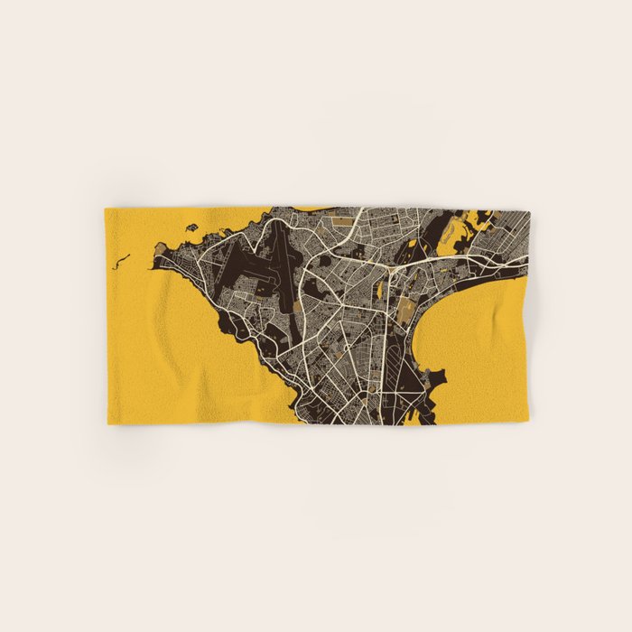 Dakar City Map of Senegal - Pastel Bath Towel Gallery Image 1