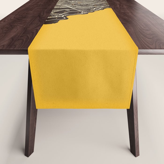 Dakar City Map of Senegal - Pastel Table Runner Gallery Image 1