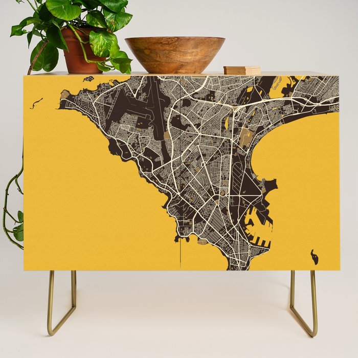 Dakar City Map of Senegal - Pastel Credenza Gallery Image 1