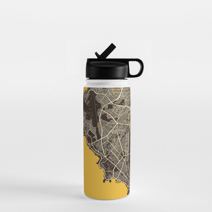 Dakar City Map of Senegal - Pastel Water Bottle