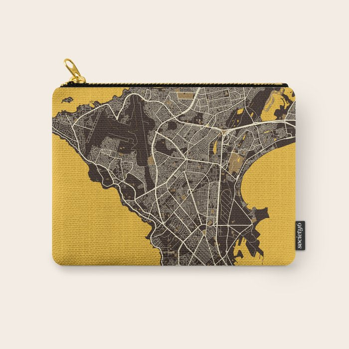 Dakar City Map of Senegal - Pastel Carry All Pouch Gallery Image 1