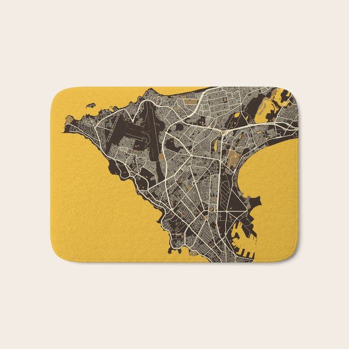 Dakar City Map of Senegal - Pastel Bath Mat Gallery Image 1