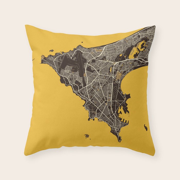 Dakar City Map of Senegal - Pastel Throw Pillow Gallery Image 6
