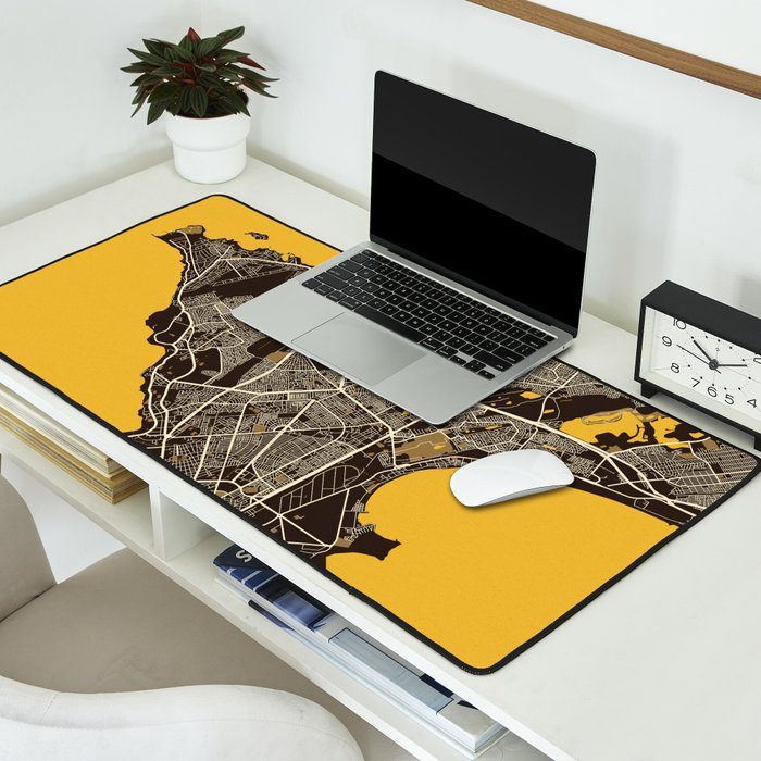 Dakar City Map of Senegal - Pastel Desk Mat Gallery Image 2