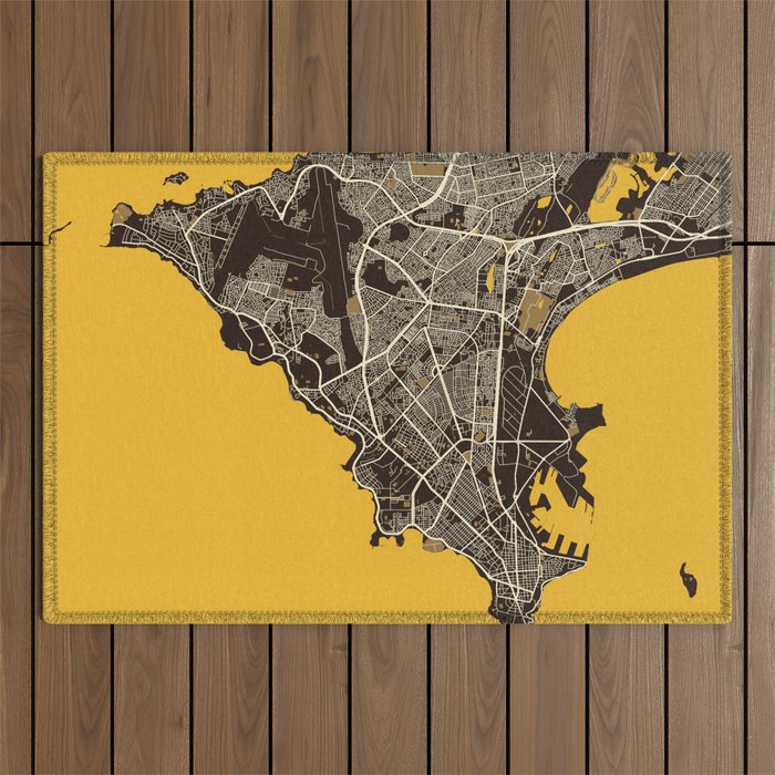 Dakar City Map of Senegal - Pastel Outdoor Rug Gallery Image 1