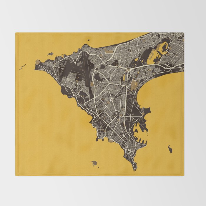Dakar City Map of Senegal - Pastel Throw Blanket Gallery Image 2