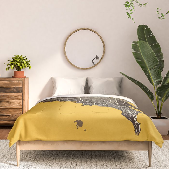 Dakar City Map of Senegal - Pastel Comforter Gallery Image 3