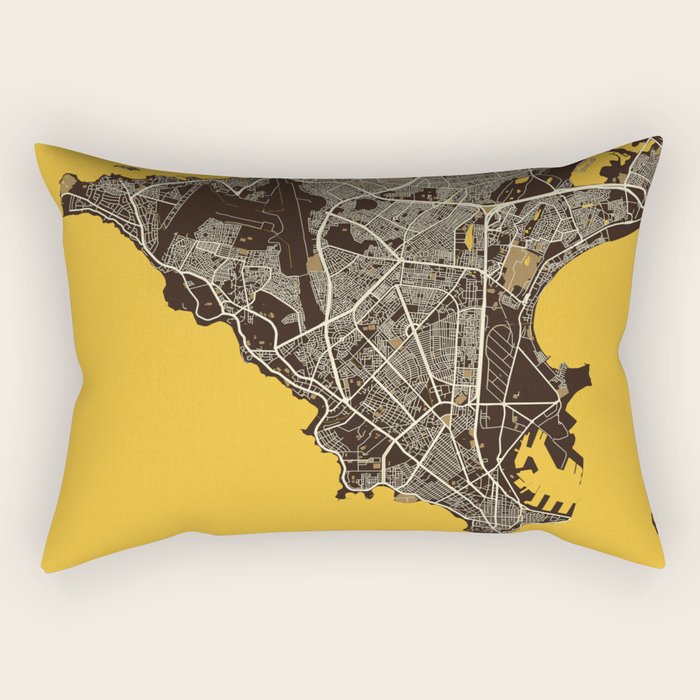 Dakar City Map of Senegal - Pastel Rectangular Pillow Gallery Image 2
