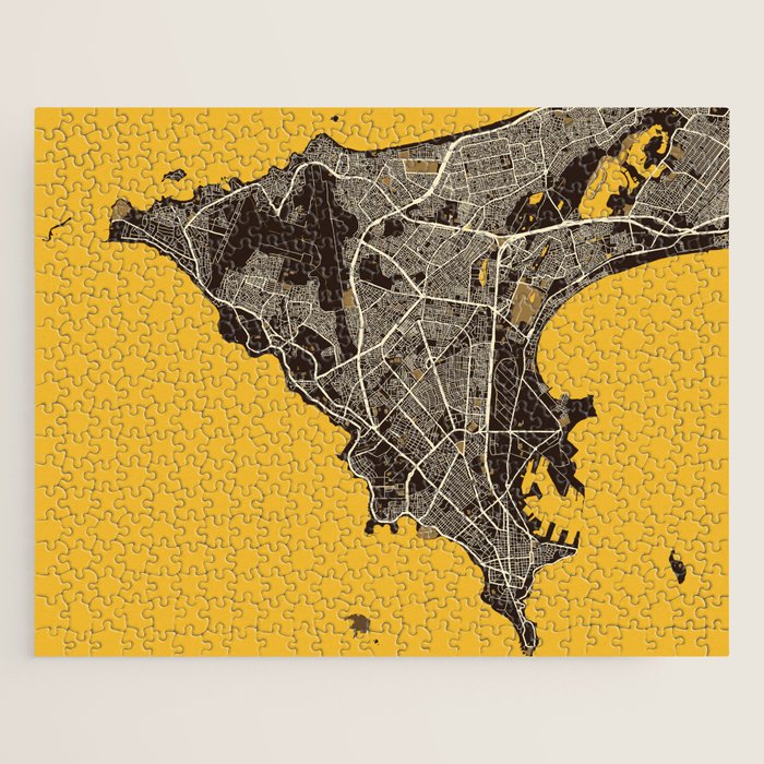 Dakar City Map of Senegal - Pastel Jigsaw Puzzle Gallery Image 1