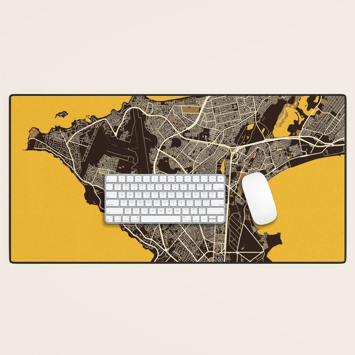Dakar City Map of Senegal - Pastel Desk Mat Gallery Image 1