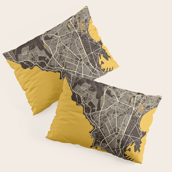 Dakar City Map of Senegal - Pastel Pillow Sham Gallery Image 3