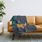 Rabbit and crescent moon Throw Blanket Gallery Image 1