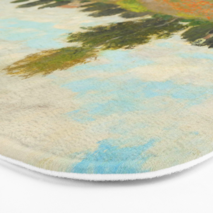 Claude Monet Impressionist Landscape Oil Painting Poppy Field Bath Mat Gallery Image 3