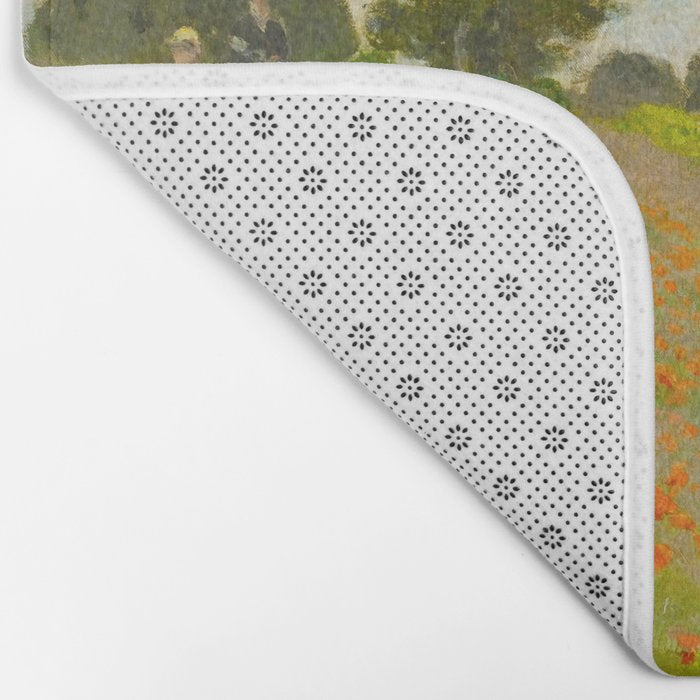 Claude Monet Impressionist Landscape Oil Painting Poppy Field Bath Mat Gallery Image 2