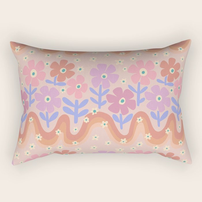 70s Retro Floral vibe Rectangular Pillow Gallery Image 1