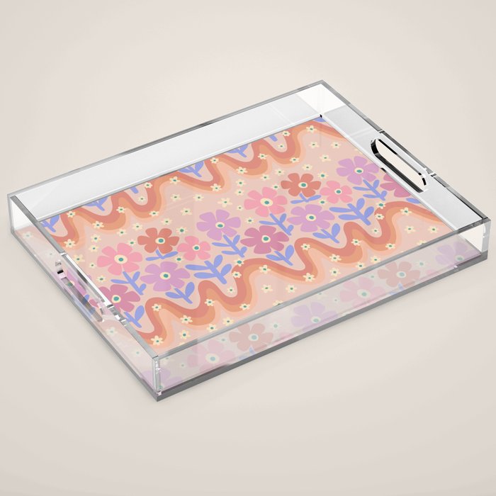70s Retro Floral vibe Acrylic Tray Gallery Image 1