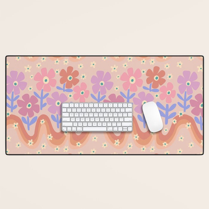 70s Retro Floral vibe Desk Mat Gallery Image 1