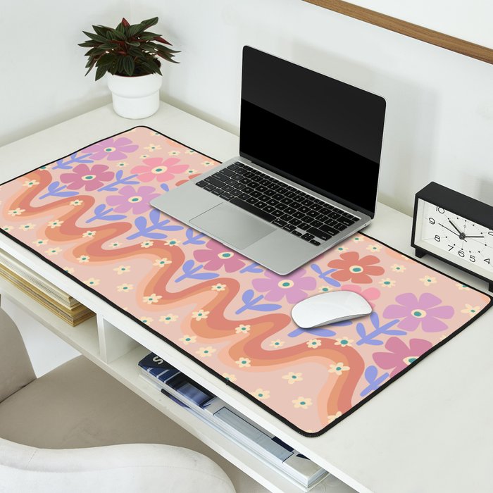 70s Retro Floral vibe Desk Mat Gallery Image 2