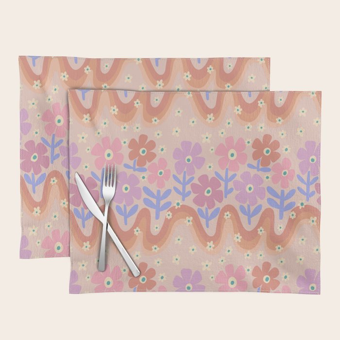 70s Retro Floral vibe Placemat Gallery Image 1