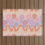 70s Retro Floral vibe Outdoor Rug Gallery Image 1