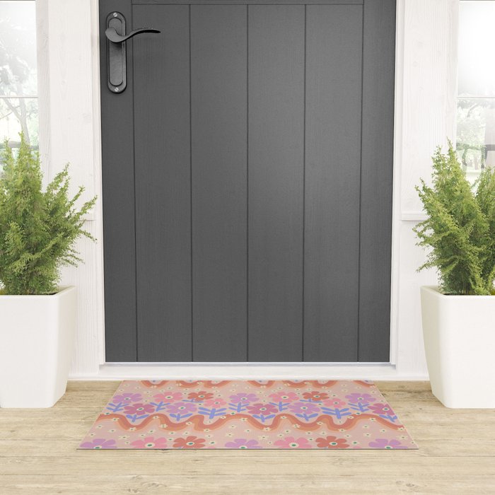 70s Retro Floral vibe Welcome Mat Gallery Image 3