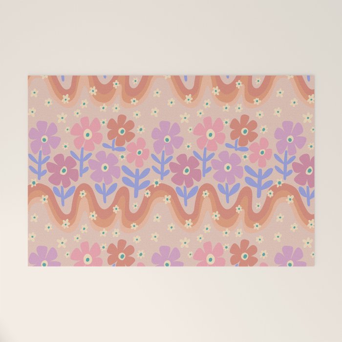 70s Retro Floral vibe Welcome Mat Gallery Image 1