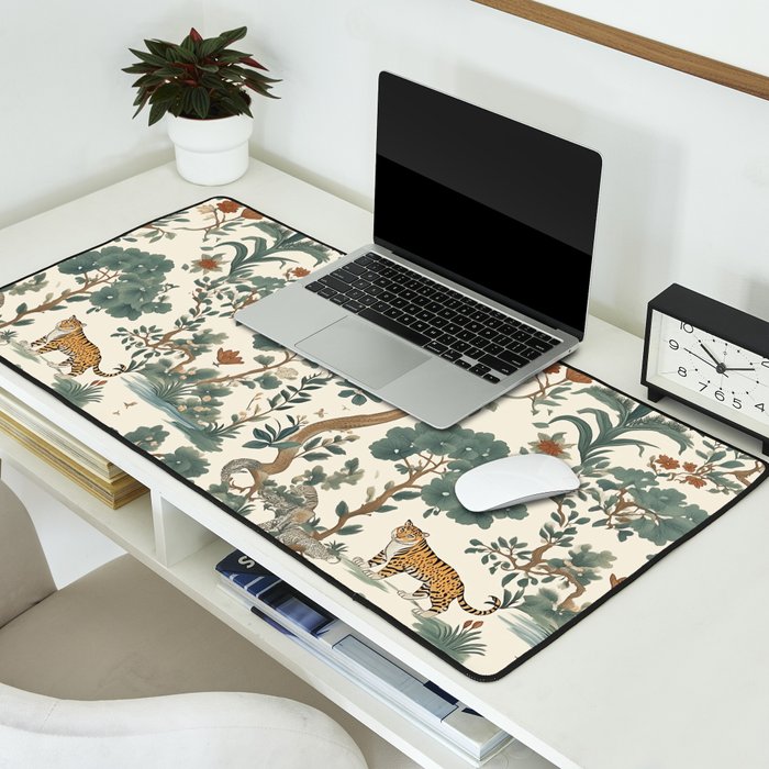 Tigers in Romantic Botanica Desk Mat Gallery Image 2
