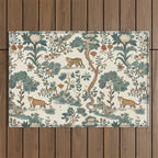 Tigers in Romantic Botanica Outdoor Rug Gallery Image 1