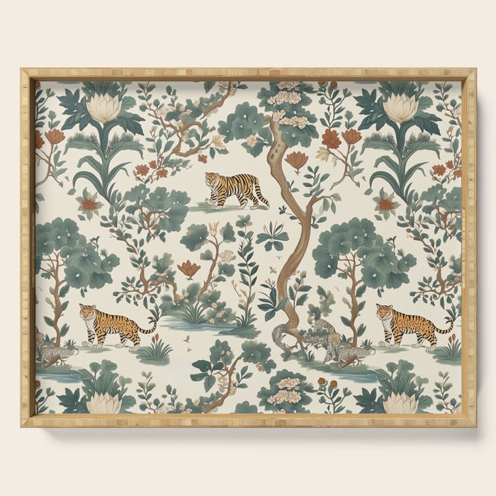 Tigers in Romantic Botanica Serving Tray Gallery Image 1