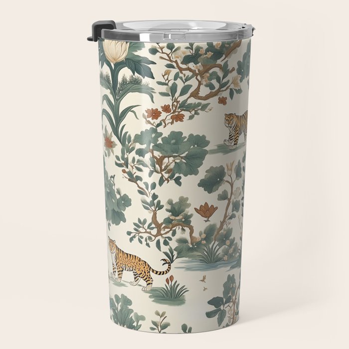 Tigers in Romantic Botanica Travel Mug Gallery Image 3