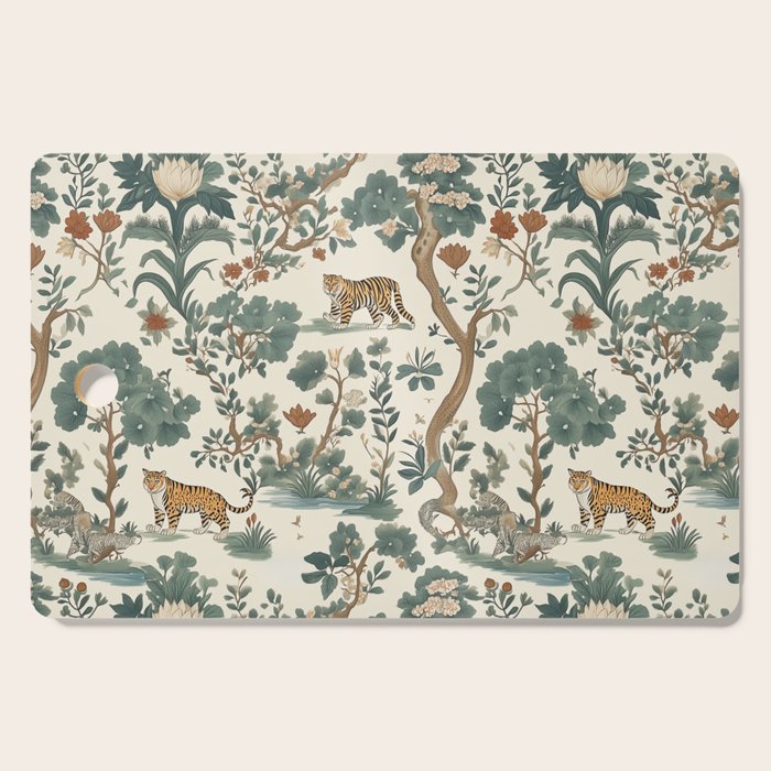 Tigers in Romantic Botanica Cutting Board Gallery Image 1