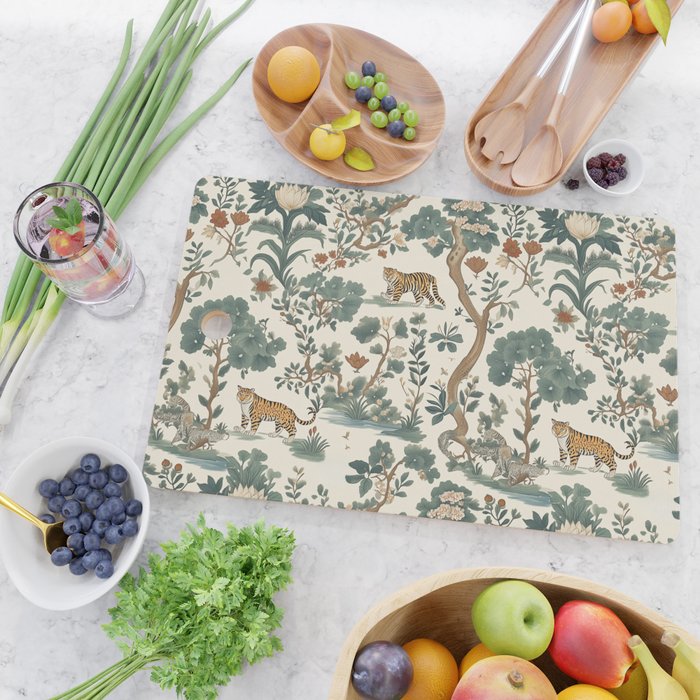 Tigers in Romantic Botanica Cutting Board Gallery Image 2