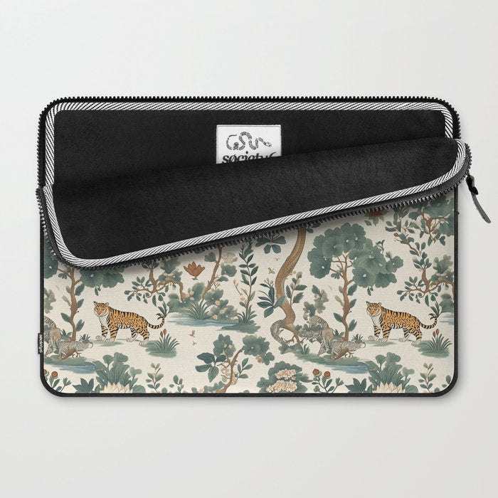 Tigers in Romantic Botanica Laptop Sleeve Gallery Image 2