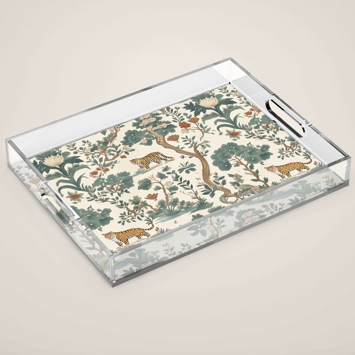 Tigers in Romantic Botanica Acrylic Tray Gallery Image 1