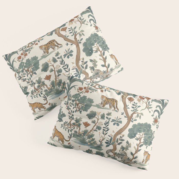 Tigers in Romantic Botanica Pillow Sham Gallery Image 3