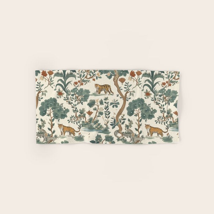 Tigers in Romantic Botanica Bath Towel Gallery Image 1